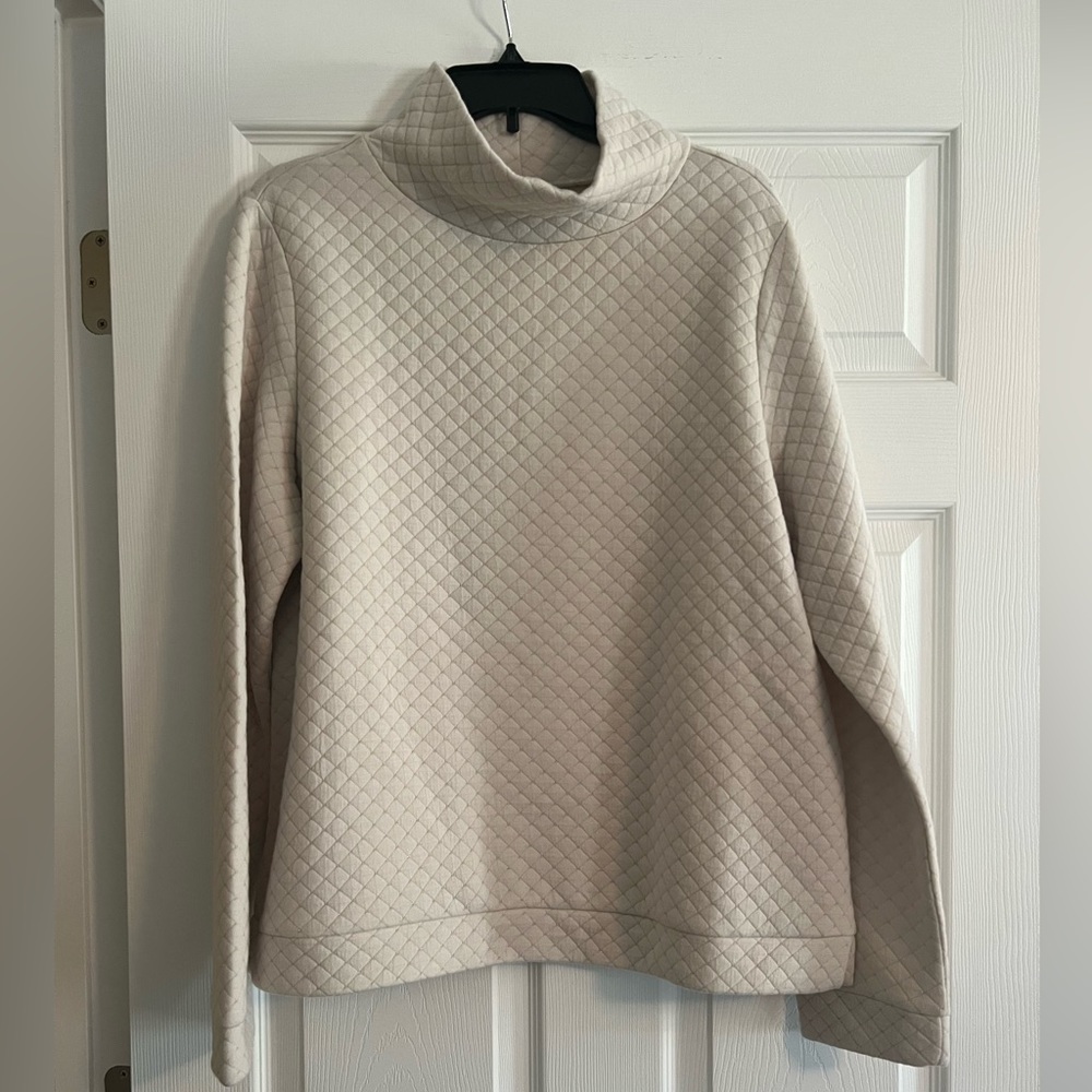 crown & ivy Quilted Cream Cowl Neck Sweater
